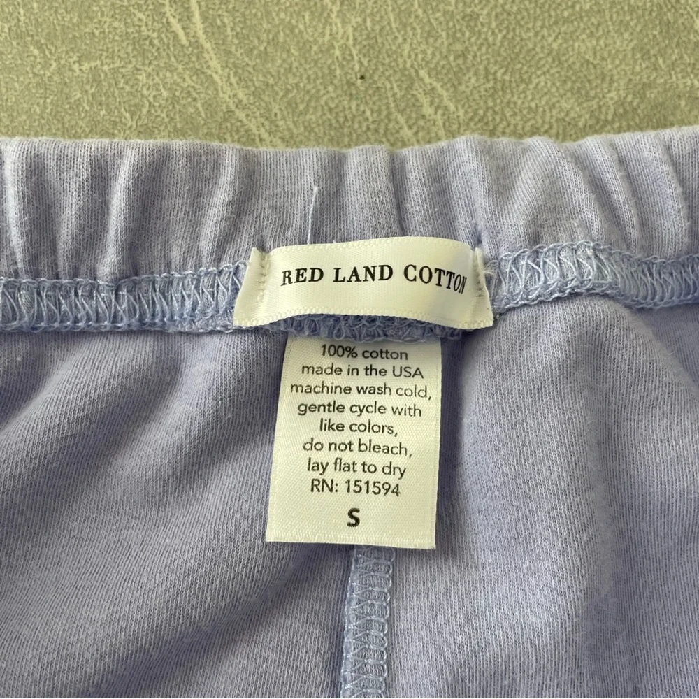 Red Land Cotton Luxury Loungewear Periwinkle Blue Women's Pajama Set